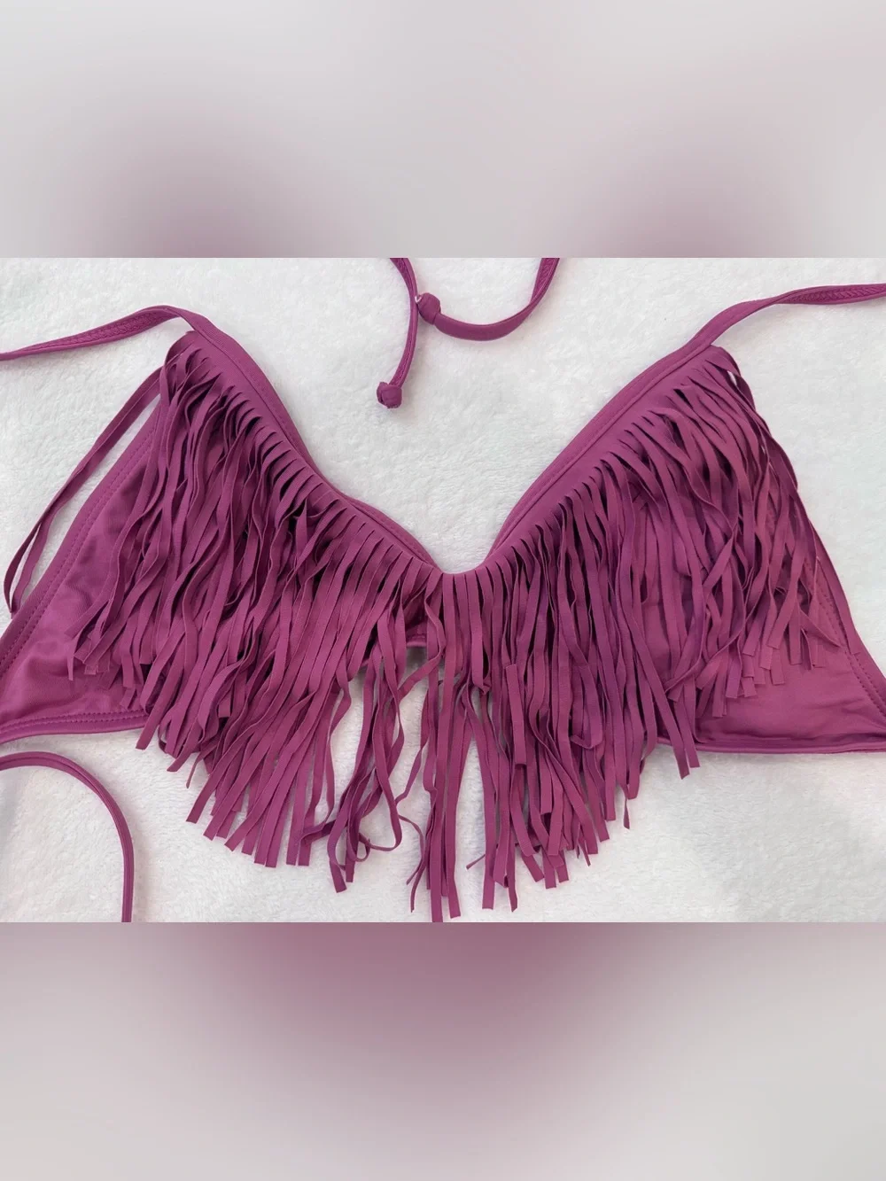 Preowned lspace bikini fringe top sz small and bottom sz medium